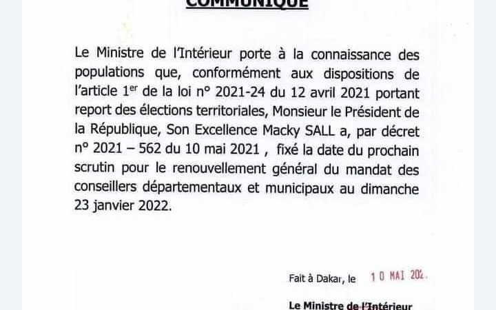 Élections locales:Macky fixe la date en janvier 2022